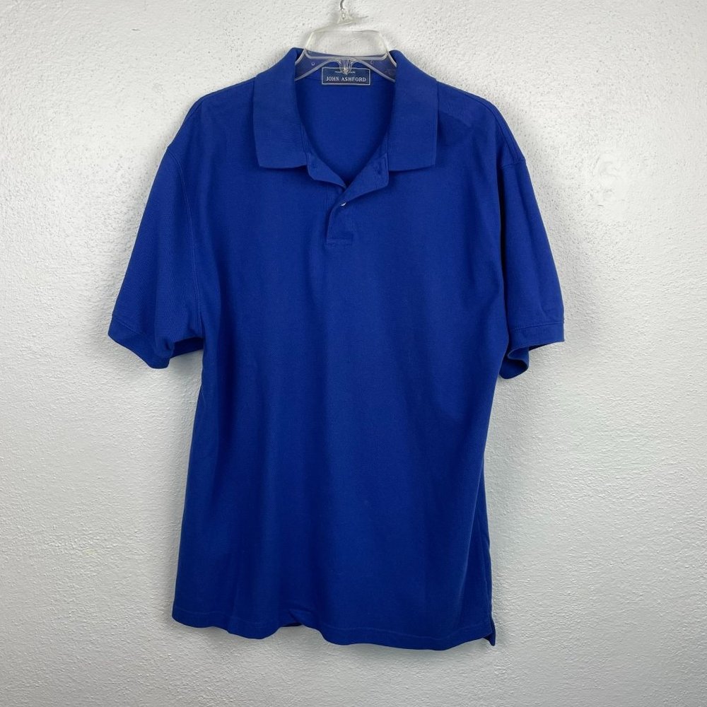 John Ashford Men's Blue Short Sleeve Polo Shirt Size XL